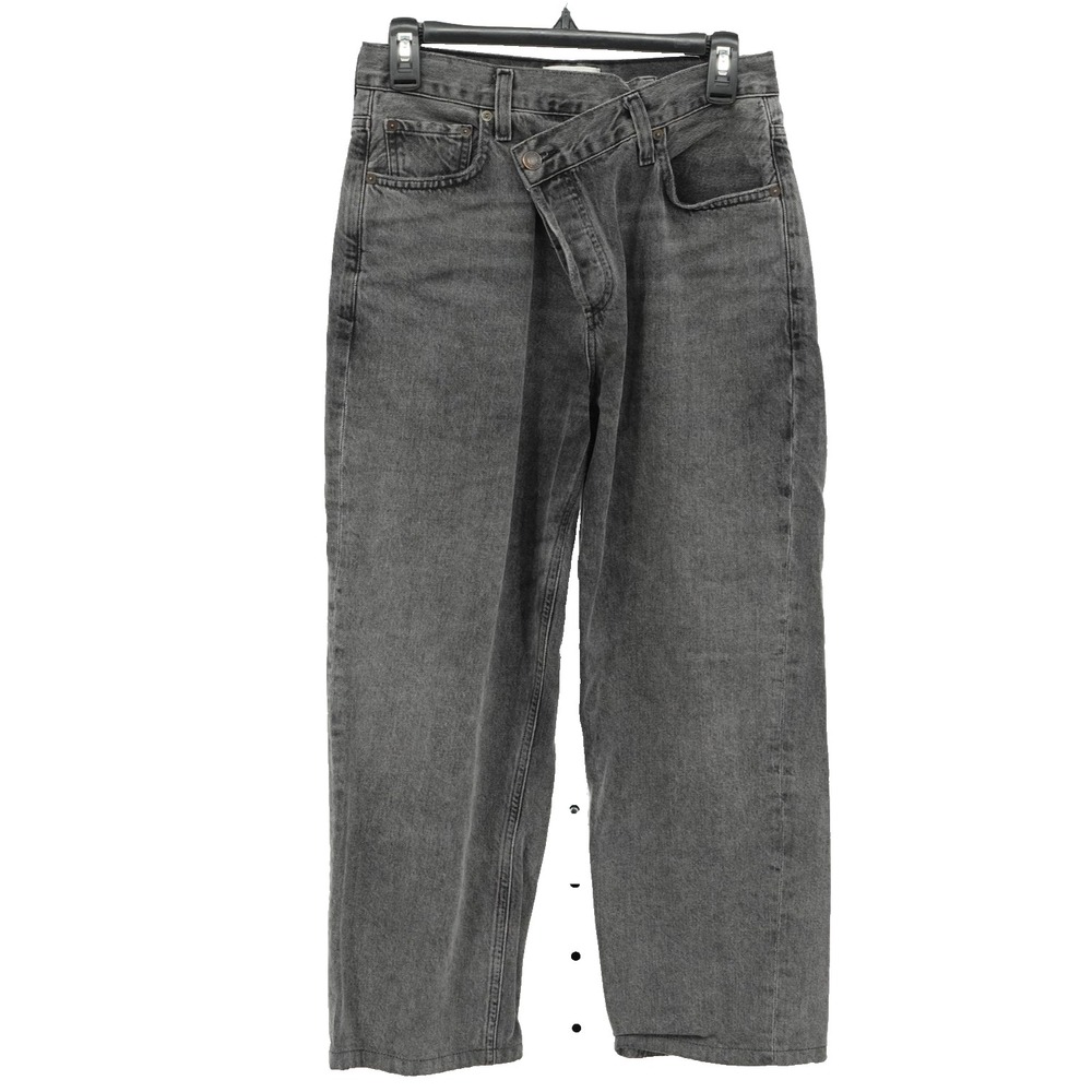 Agolde Denim Jeans SZ 25 Criss Cross Asymetrical Hem Baggy Modern Quiet Luxery